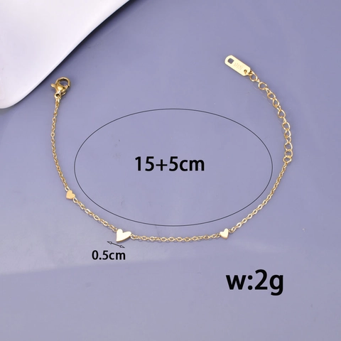 Minimalist Titanium Steel Bracelet For Women With Three Heart Charms 18K Gold Plated Adjustable Light Luxury Jewelry