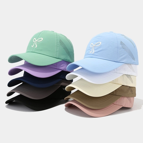 Cappello Da Baseball Poliere Asciugatura Rapida Traspirante Taglio Laser Ricamo Fiocco Protezione Solare Regolabile Sport