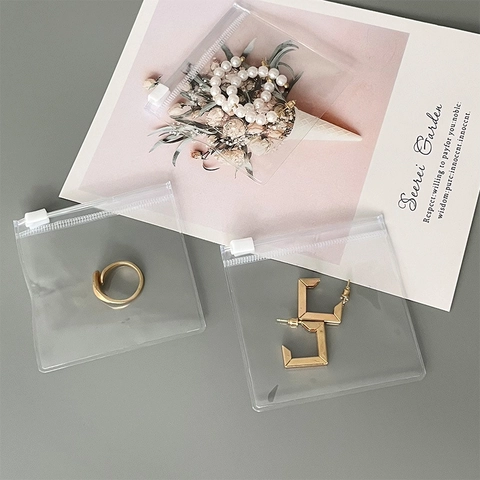 Jewelry Storage Bags Transparent PVC Anti-Oxidation Slide Zipper Closure Resealable Clear Packaging Earring Necklace