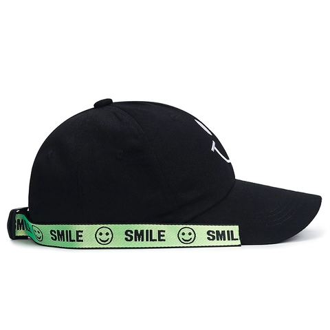 Gorra De Béisbol Algodón Poliéster Bordado Cara Sonriente Correa Color Contrastante Ajustable Streetwear Unisex