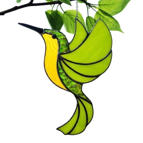 Hummingbird Suncatcher Acrylic Colorful Stained Glass Style Hanging Ornament Window Garden Decor Gift