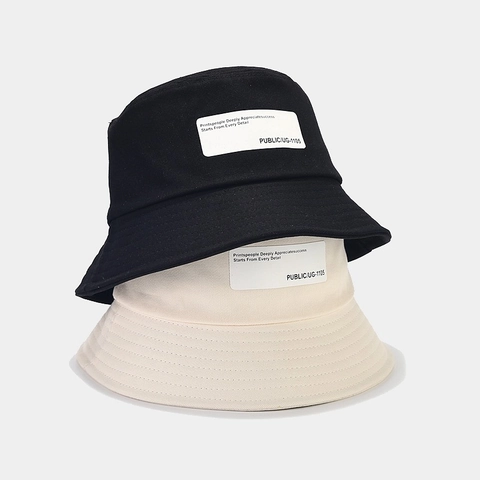Sombrero De Pescador Lona Algodón Protección Solar Verano Exterior Japonés Retro Casual Parche Letra Unisex Color Sólido