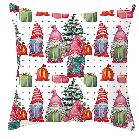 Weihnachtsgnom Kissenbezug Pfirsichhaut Samt Quadratisch Dekorativer Kissenbezug Für Sofa Couch Wohnkultur Urlaub