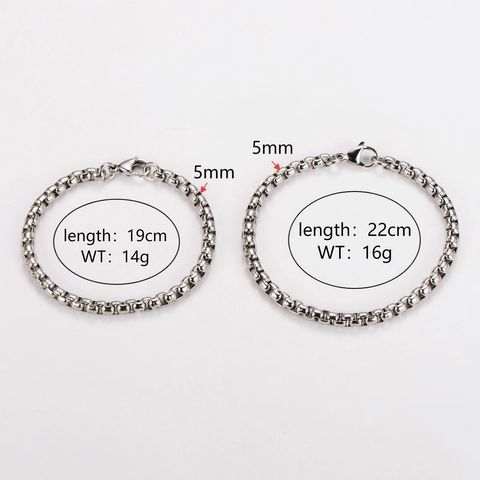 Bracciale Minimalista A Catena Box In Acciaio Inossidabile Gioielli Per Uomo E Donna Stile Pendolare Semplice Lucido