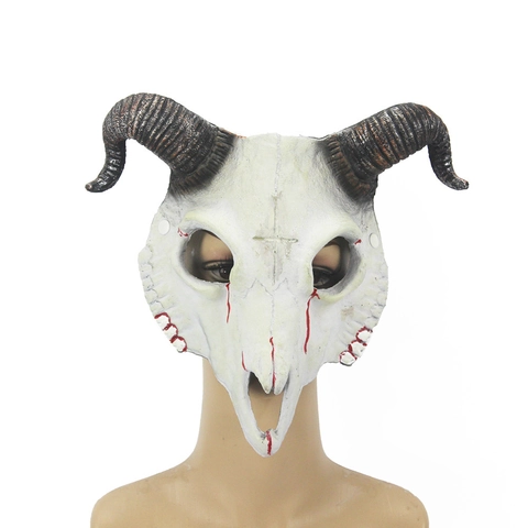 Halloween Ziegenschädel Maske PU Tier Teufel Maskerade Party Cosplay Horror Requisite Mit Spiralhörnern