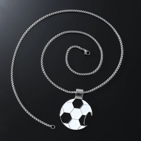 Hip Hop Herren Fußball Anhänger Halskette Legierung Emaille Schmuck Schwarz Weiß Sport Mode Lange Boxkette Streetwear