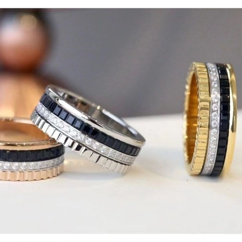 Luxury Multi Layer Alloy Rhinestone Ring For Women Men Geometric Textured Finger Ring Fashion Jewelry Valentine Day Gift