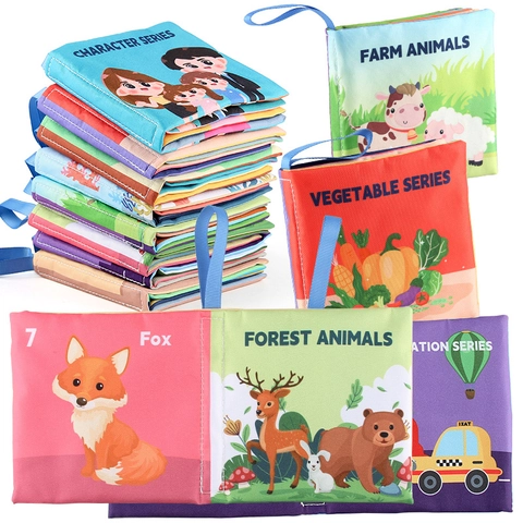 Baby Soft Cloth Books Early Education Toddlers Infants Washable Tear Resistant Cognitive Learning Toy Built-in Sound Paper