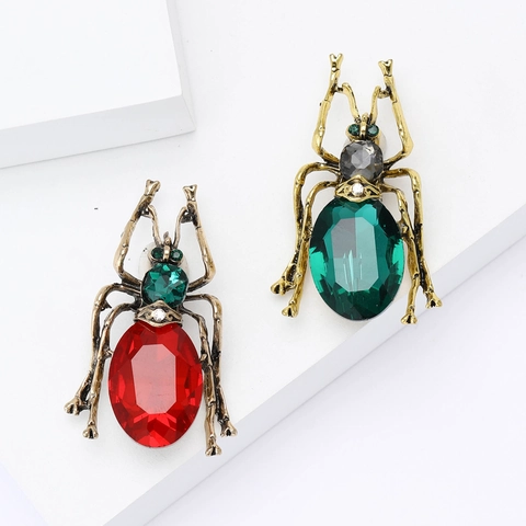 Retro Beetle Insect Brooch Pin Alloy Rhinestone Vintage Style Suit Accessory For Men Women