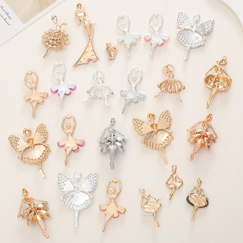 Elegant Ballet Dancer Ballerina And Fairy Charms Alloy Pendants Rhinestone Enamel For DIY Jewelry Making Accessories