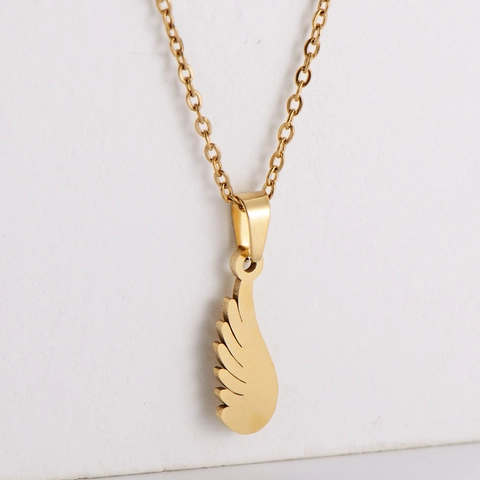 Collana Ali Angelo E Orecchini Acciaio Inossidabile 316L Placcato Oro 18K Gioielli Da Donna Stile Minimalista