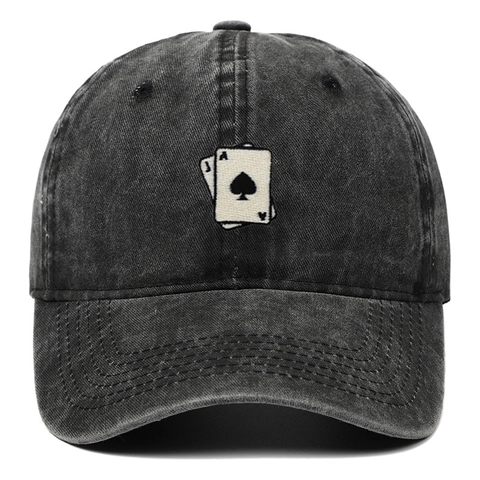 Gorra De Béisbol De Algodón Lavado Retro Bordado Carta De Póker Envejecido Ajustable Sombrero De Sol Al Aire Libre Unisex