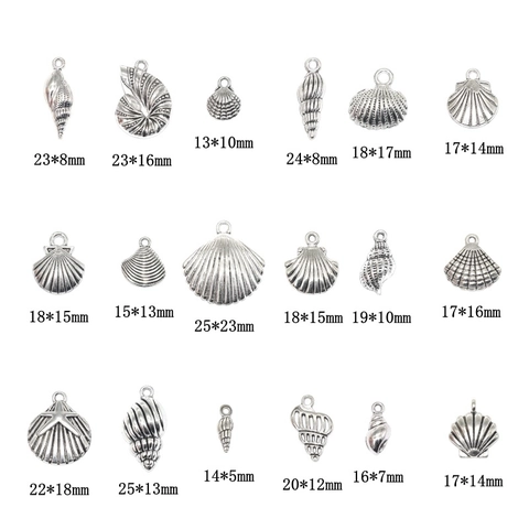 Dijes De Concha Marina Y Estrella De Mar Aleación De Zinc Colgantes De Plata Antigua Para Fabricación De Joyas Bricolaje Collar Pulsera Pendientes