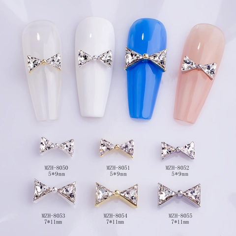 Bijoux Pour Ongles En Alliage Et Strass Forme De Nœud 3D Décorations De Manucure Accessoires