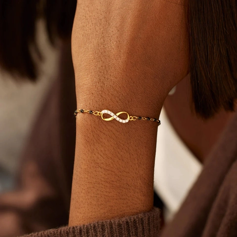 925 Sterling Silber Unendlichkeitssymbol Armband Für Damen Mode Schmuck Mit Emaille Perlen Und Strass Akzenten Glück 8 Handkette