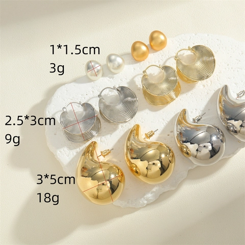 Orecchini Geometrici Da Donna Rame Metallo Forma Goccia Conchiglia Gioielli Moda Minimalista