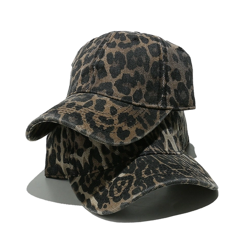 Leopard Print Cotton Baseball Cap For Women Sun Protection Adjustable Animal Pattern Peaked Hat Casual Stylish Accessory
