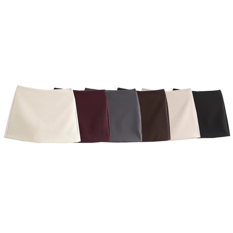 Gonna-Pantalone Mini Linea A Vita Alta Poliestere Tinta Unita Stile Dolce Moda Pantaloncini Gonne Da Donna