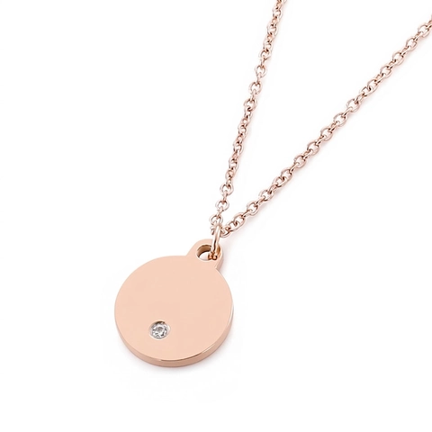 Minimalistische Halskette Mit Rundem Anhänger Edelstahl Mit Zirkonia Inlay Mode Schlüsselbeinkette Für Damen