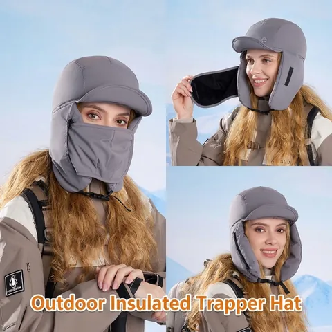Cappello Da Cacciatore Invernale Impermeabile Antivento Protezione Orecchie Maschera Integrata Termico Bomber Outdoor Sci