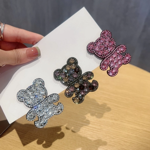 Fermagli Per Capelli Orso Strass Scintillanti Molletta Laterale Carina Per Ragazze Donne Accessori In Metallo