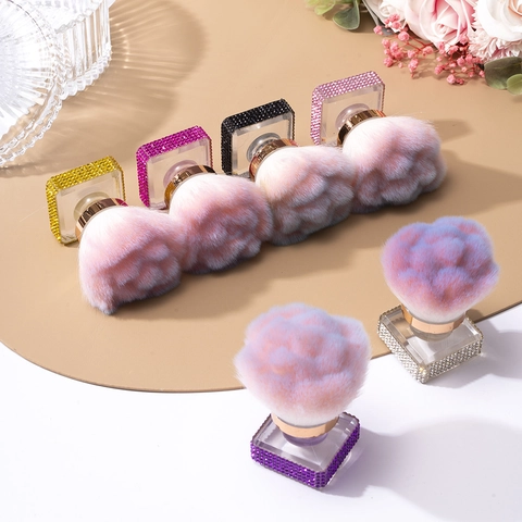 Luxury Acrylic Rhinestone Nail Dust Brush Soft Artificial Fiber Powder Foundation Brush Multifunctional Manicure Makeup Tool