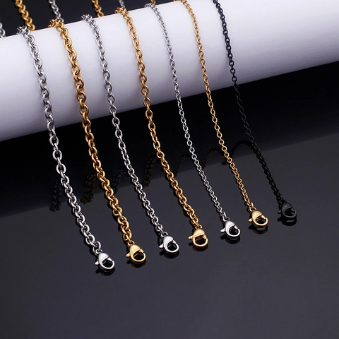 Collar De Cadena Minimalista De Acero Inoxidable 316L Joyería Unisex Duradera Eslabón Simple Estilo Cruz Hombres Mujeres