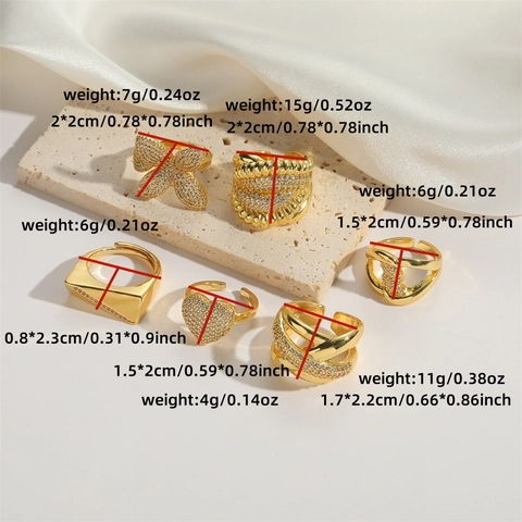 Vintage Übertriebene Blume Zirkonia Offener Verstellbarer Ring Für Damen Vergoldet Kupfer Herz Geometrischer Modeschmuck Ring