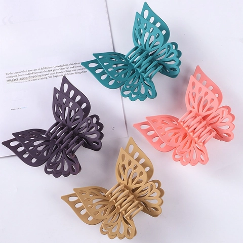 Butterfly Hair Claw Clips Hollow Double Layer Matte Plastic Large Candy Color Korean Style Hair Clamps For Women