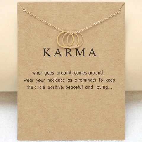 Karma Interlocking Circles Pendant Necklace Minimalist Geometric Intertwined Rings Copper Clavicle Chain For Women
