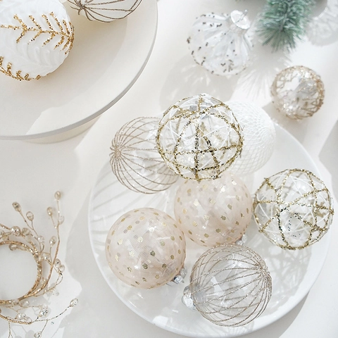 Christmas Ball Ornaments Glitter Matte Metallic Hanging Baubles Holiday Xmas Tree Decor Elegant