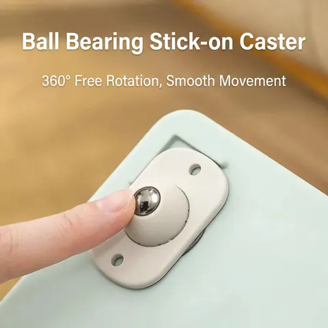 Mini Adhesive Swivel Wheels Universal Caster Ball For Storage Box Trash Can Small Furniture ABS Stainless Steel All Direction Rotation Smooth