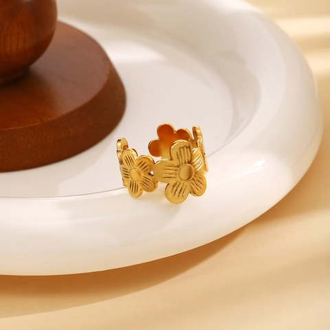 Vintage Edelstahl Offene Ringe Vergoldet Hohl Herz Blatt Blume Kette Flügel Böser Blick Verstellbar Für Damen