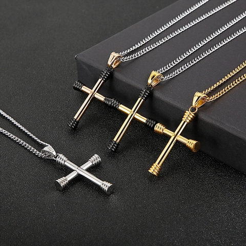 Colgante De Cruz De Acero Inoxidable Con Extremos Nervados Joyería Estilo Industrial Para Hombre Y Mujer Solo Colgante Crucifijo