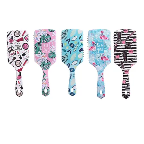 Air Cushion Hairbrush Massage Paddle Comb Anti Static PP Plastic Detangling Printed Cartoon Pattern Cute Hair Care Tool