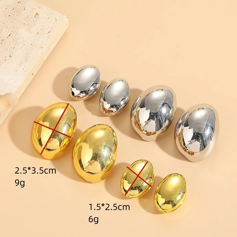 Orecchini A Cerchio Minimalisti Lucidati A Forma Di Uovo Rame Placcato Oro 14K Geometrici Ovali Gioielli Per Donne
