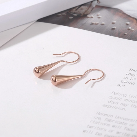 Pendientes De Gancho De Gota De Agua De Acero Inoxidable Minimalistas Colgantes Elegantes Para Mujer Acabado Pulido