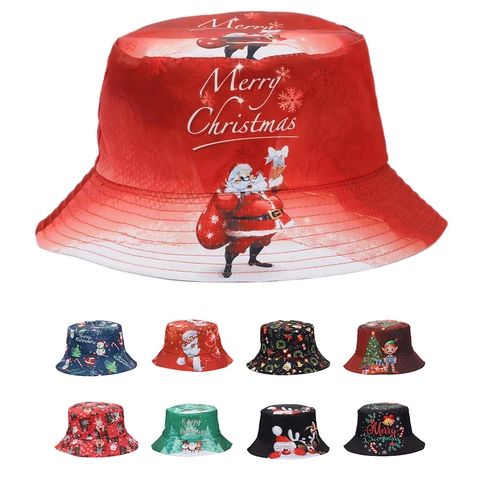 Weihnachtsmuster Anglerhut Für Damen Herren Outdoor Sonnenschutz Polyester Fischerhut Weihnachtsmann Schneemann Urlaub Festlicher Hut