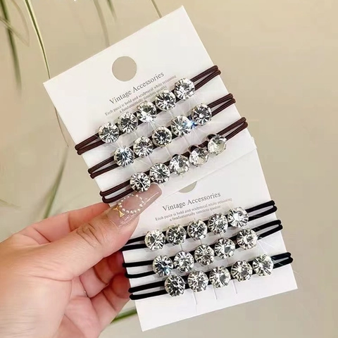 Elegant Rhinestone Hair Ties High Elasticity Ponytail Holders Sparkling Crystal Hair Ropes Headwear For Women Girls
