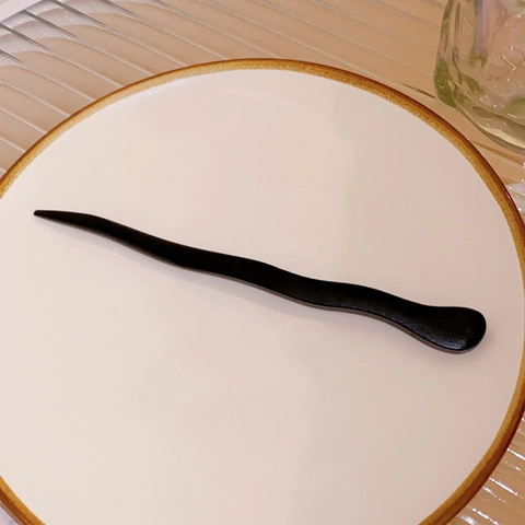 Minimalist Wood Hair Stick Black Geometric Wave Hair Fork Retro Chinese Style Hanfu Hair Accessories For Women