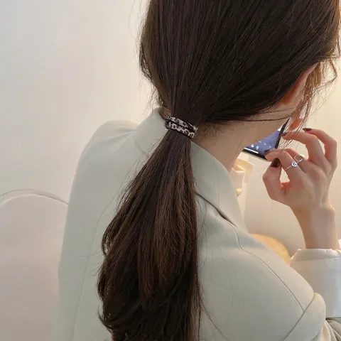 Leopardmuster Und Karomuster Haargummis Elastischer Stoff Nahtlose Pferdeschwanzhalter Accessoires Für Frauen