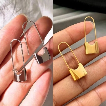 Alloy Paperclip Stud Earrings For Women Niche Design Geometric U-Shaped Lock Minimalist Industrial Style Fashion Jewelry