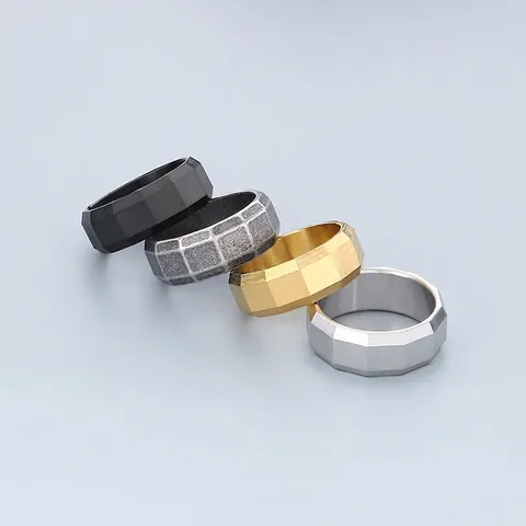 Anillo Geométrico Facetado Acero Inoxidable Cepillado Mate Estilo Industrial Minimalista Joyería Nórdica Para Hombres
