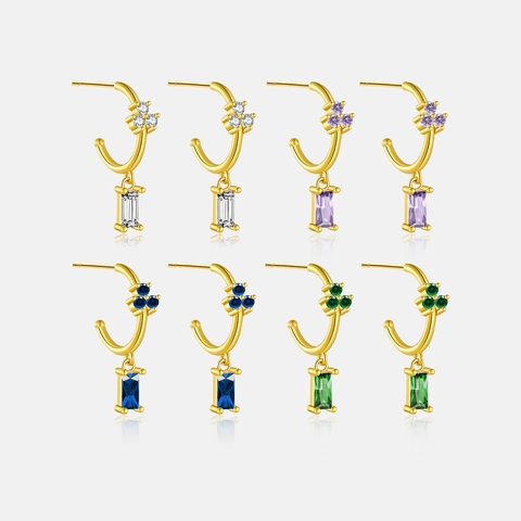 Orecchini In Argento Sterling 925 Con Pendente In Zircone Rettangolare Placcato Oro Gioielli Minimalisti Per Donna