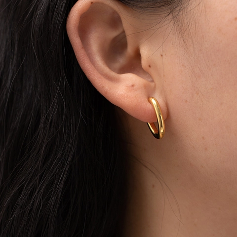 Oval Stud Earrings 18K Gold PVD Plated 316L Stainless Steel Polished Geometric U-Shaped Minimalist Fashion For Women