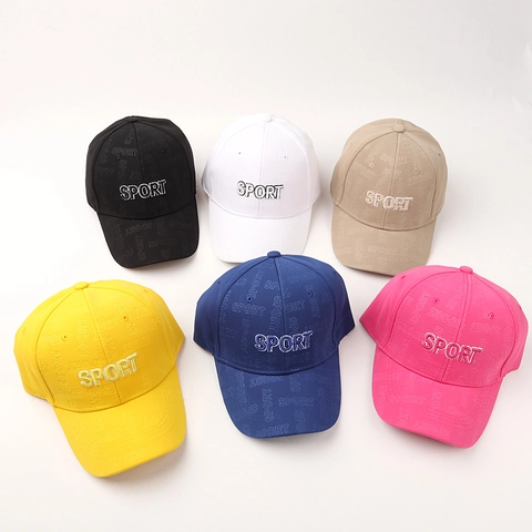 Casquette De Baseball Sport Coton Polyester Broderie 3D Motif Lettres Gaufré Pare-soleil Ajustable Unisexe