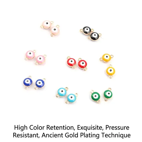 Breloques Oeil Maléfique Émail Alliage Connecteurs Double Boucle Pour Création De Bijoux Collier Bracelet DIY Coloré