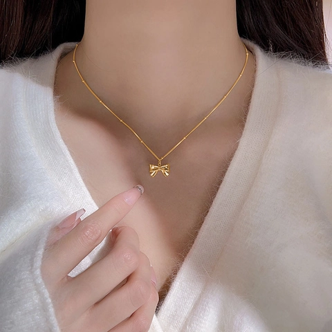 Collier Pendentif Noeud En Argent Sterling 925 Minimaliste Douce Chaîne De Clavicule Bijoux Fins Accessoire Cadeau Pour Femmes