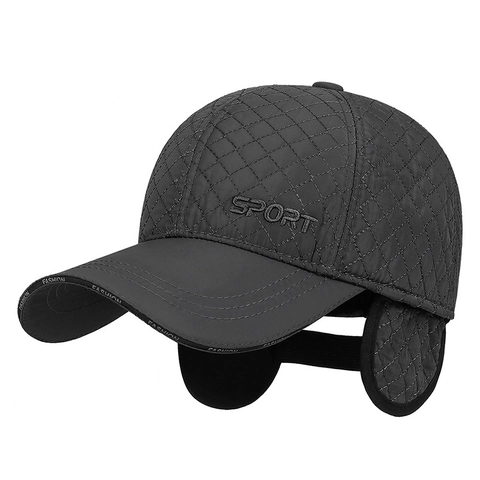 Gorra De Béisbol De Invierno Para Hombre Forro Polar Gorro Cálido Con Orejeras Acolchado Resistente Al Viento Deporte