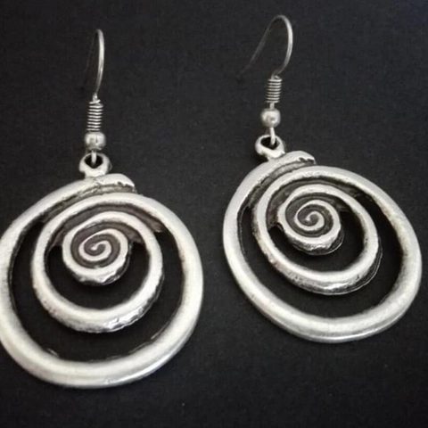 Orecchini Pendenti Geometrici Vintage Retro Lega Argento Antico Spirale Foglia Pipistrello Cuore Gioielli Per Donne